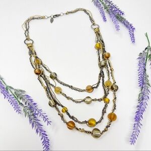 Coldwater Creek Neutral Multi Strand Beaded Statement Necklace